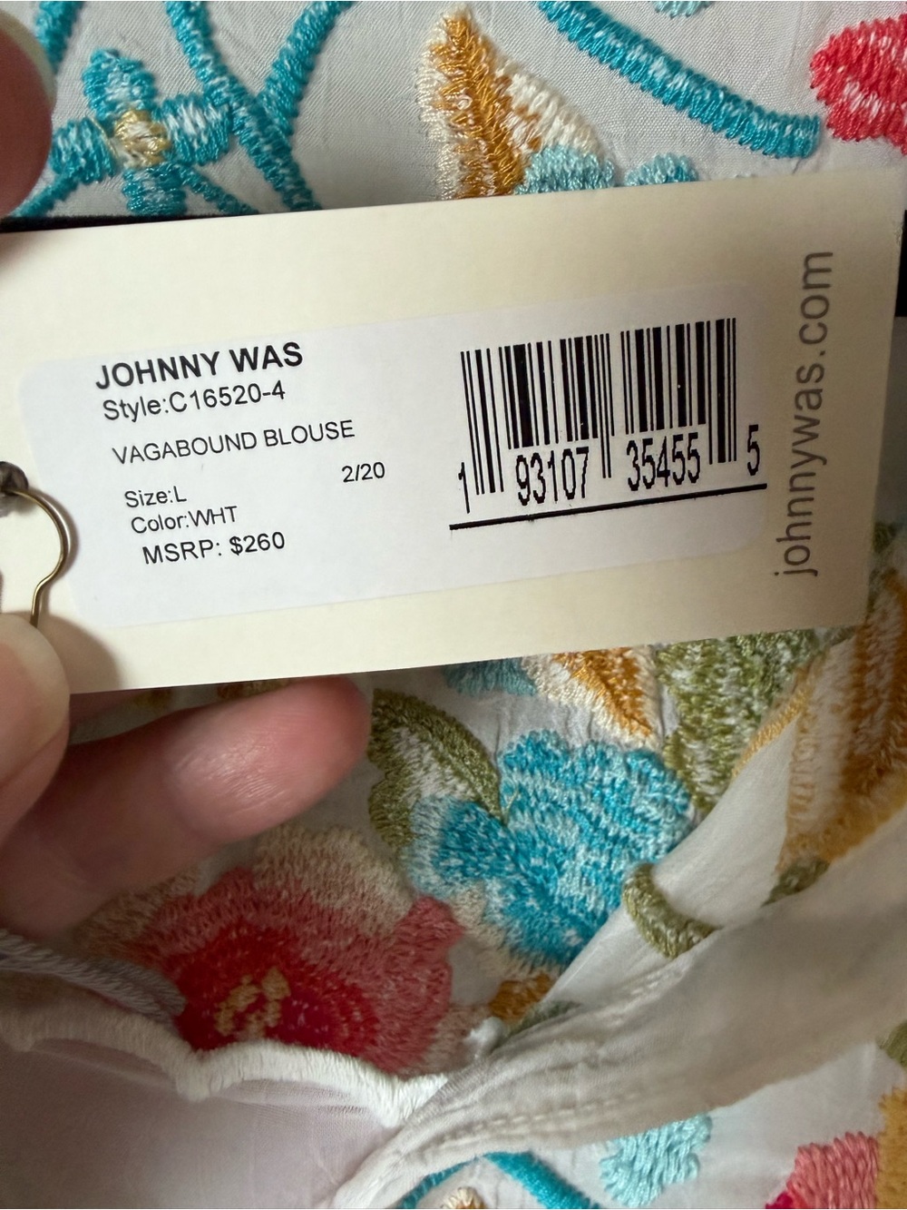 Johnny Was White Embroidered Floral Tunic Top - Picture 3 of 9